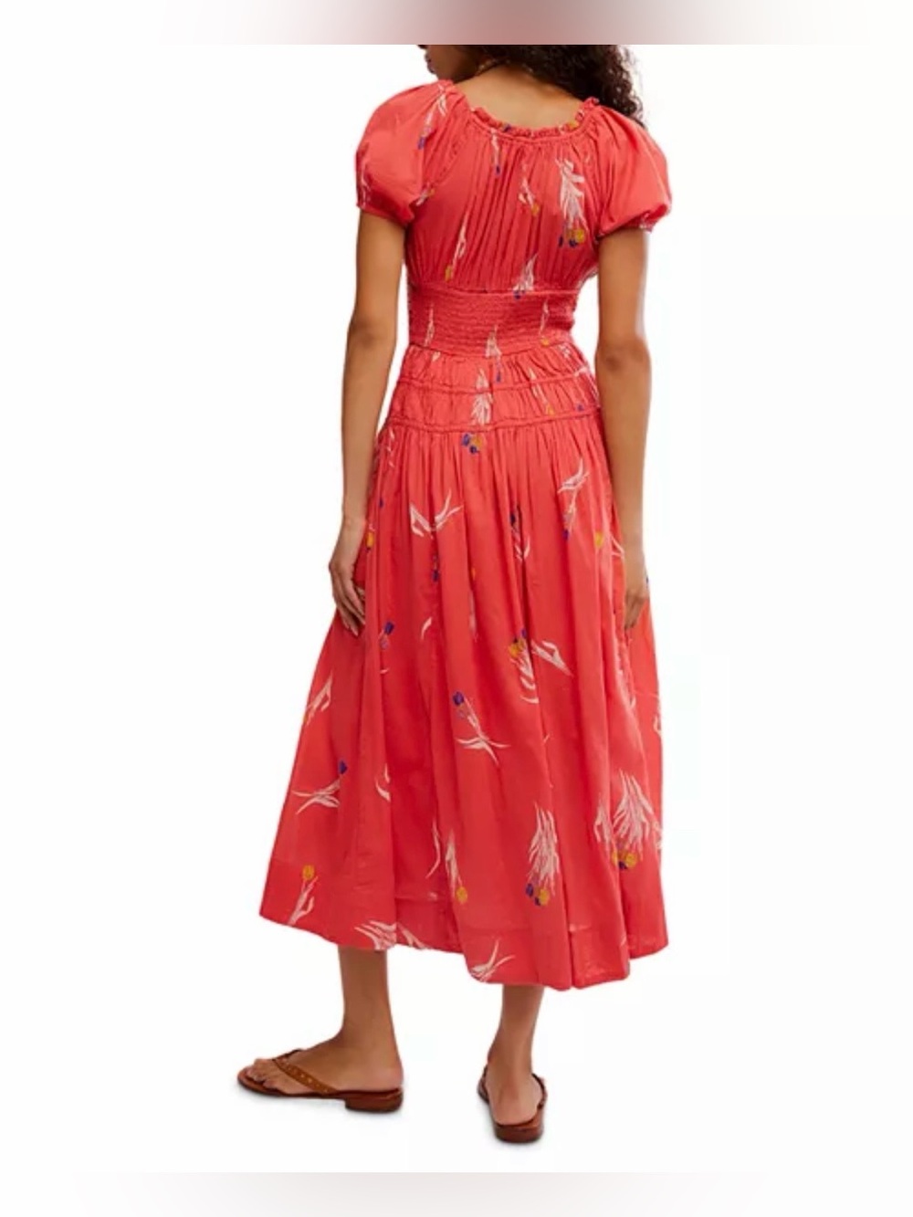 Free People Coral Floral Button-Front Midi Dress - Picture 3 of 9